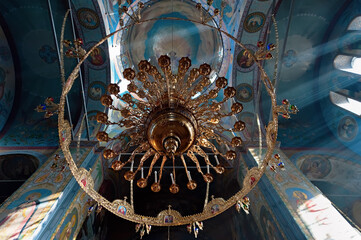 Obraz premium The chandelier in Assumption Cathedral in Volodymyr-Volynskyi in Ukraine