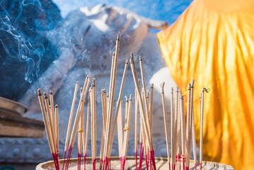 Ayutthaya, Thailand - December, 04, 2020 : Incense use for Worship And sacred things, According to...