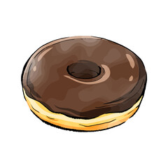 手書きラフスケッチ_チョコドーナツ donut