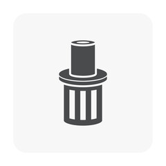 Foot valve vector icon. Also called bottom valve or check valve. Part for pipe or pipeline in plumbing system. Working with water pump to prevent liquid return to water source tank or suction pipe.