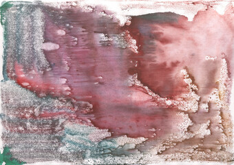 gray blue burgundy green pink white gradient, marbling watercolor paint in monotype technique, abstract texture background for your design