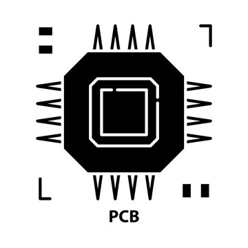 pcb icon, black vector sign with editable strokes, concept illustration