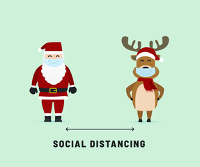 social distancing christmas santa claus reindeer mask covid 19 virus