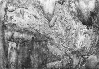 Fototapeta na wymiar gray white black paint in monotype technique, abstract texture background for your design Imitation marble, granite. Paper marbling aqueous surface design, unique marble