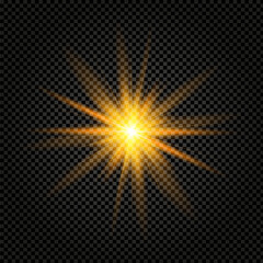 A bright flash of yellow on a transparent background. Isolated vector object.