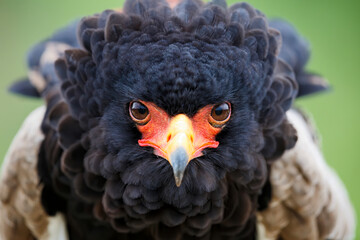 Portrait of a Bateleur Eagle (Terathopius ecaudatus) in Gelderland in the Netherlands