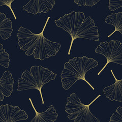 Classical luxury seamless pattern with ginkgo leaves.