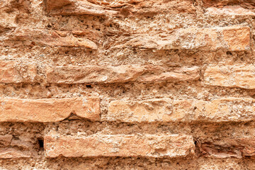 The surface of an old brick wall. Background. Space for text.
