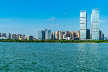 Obraz premium Lakeside modern office building in China