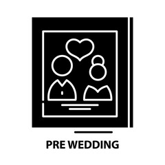 pre wedding icon, black vector sign with editable strokes, concept illustration