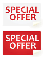 White and red special offer notice. vector