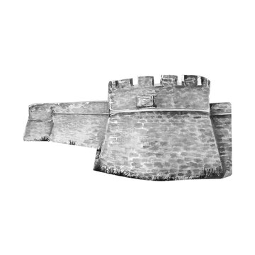 OTHELLO CASTLE, NORTH CYPRUS, WATERCOLOR ILLUSTRATION