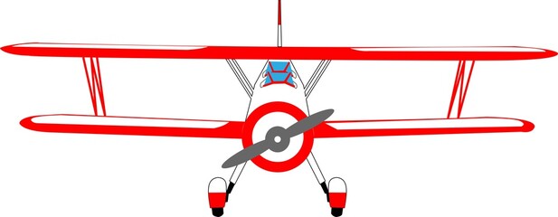 Red double agricultural airplane on a white background. © Vectorina