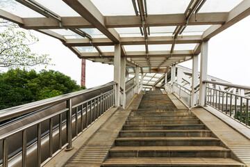 Flight of Stairs to a Modern Pedestrian Bridge