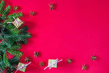 Christmas red background with space for text (wishes)