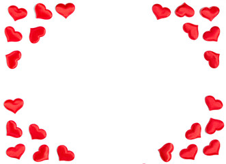 frame made of red hearts isolated on white background, Valentine's day concept
