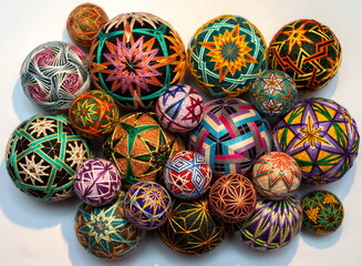 Traditional japanese decorative balloon of happiness made of yarn