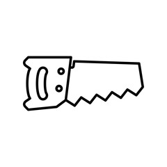 Icono plano contorno de serrucho de juguete con lineas en color negro