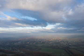 Aerial views autumnal landscape