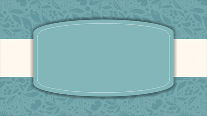 Postcard for weddings, invitations or birthdays. Ready-made wide template for design and printing. Blue tones. Vector.