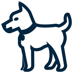Dog in profile symbol of pets line or outline icon isolated on white background. Pixel perfect icon