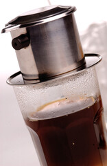 Close up image of Vietnam coffee drip 