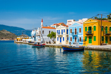 Kastellorizo Island harbour view in Greece - obrazy, fototapety, plakaty