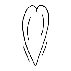 Vibrating heart. Doodle outline vector element. Saint Valentins day. Declaration of love.