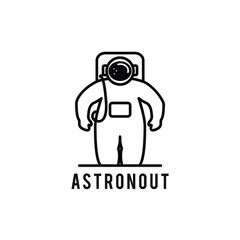 Illustration standing astronaut logo design vector simple minimalist