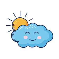 cloud with sun kawaii weather comic character