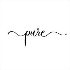 Pure Nature hand lettering eco label sticker.