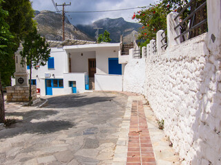 Rocky streets in Megalo Chorio village on Tilos island in Greece.