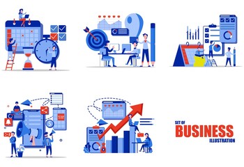 set of tiny people illustration concept designs about business and advertising. Vector illustration