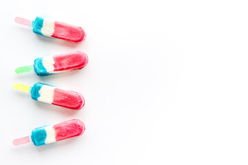 Top view of fruit ice cream or colorful popsicles