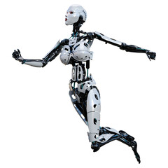 3D Rendering Female Robot on White