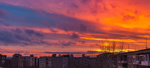 Sunset over city