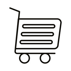 shopping cart trolley with horizontal lines , line style icon