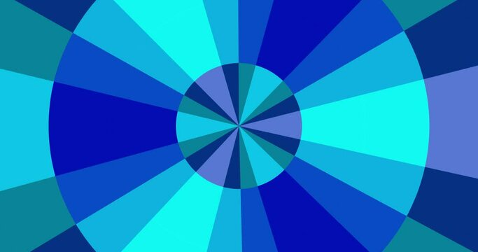 A rotating fractal disc of a changeable mosaic of blue tones.