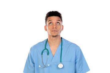 Young african doc with blue uniform