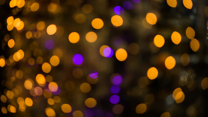 Fototapeta na wymiar Golden abstract blurred defocused bokeh background. Abstract light background with light spots 