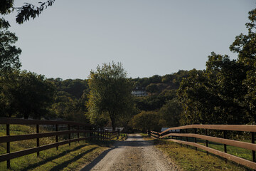 village road leading to the house on the hill