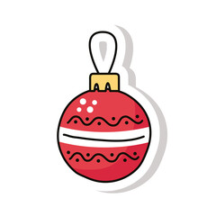 happy merry christmas ball sticker icon