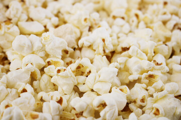 Fresh popcorn background. Popcorn texture. Corn snacks close up. selective focus