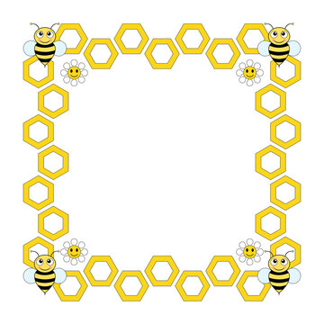 frame with honey bee