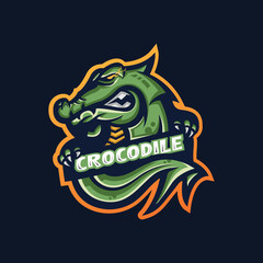 Crocodile esport gaming mascot logo template for streamer team. esport logo design with modern illustration concept style for badge, emblem and tshirt printing