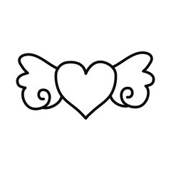 heart love romantic with wings line style icon