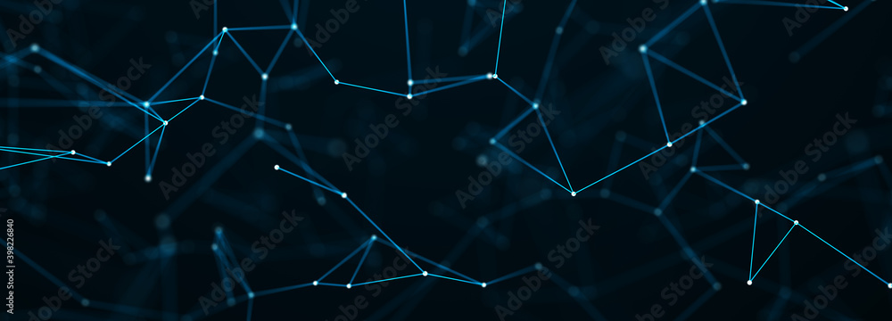 Poster digital plexus of glowing lines and dots. abstract background. 3d rendering. network or connection. 