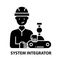 system integrator icon, black vector sign with editable strokes, concept illustration