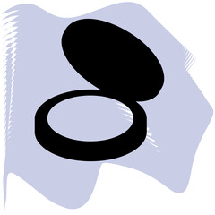 Make Up Powder vector, barber, salon, hair, black powder on lilac spot icon of a set, isolated on white background.