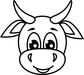 black and white bull head